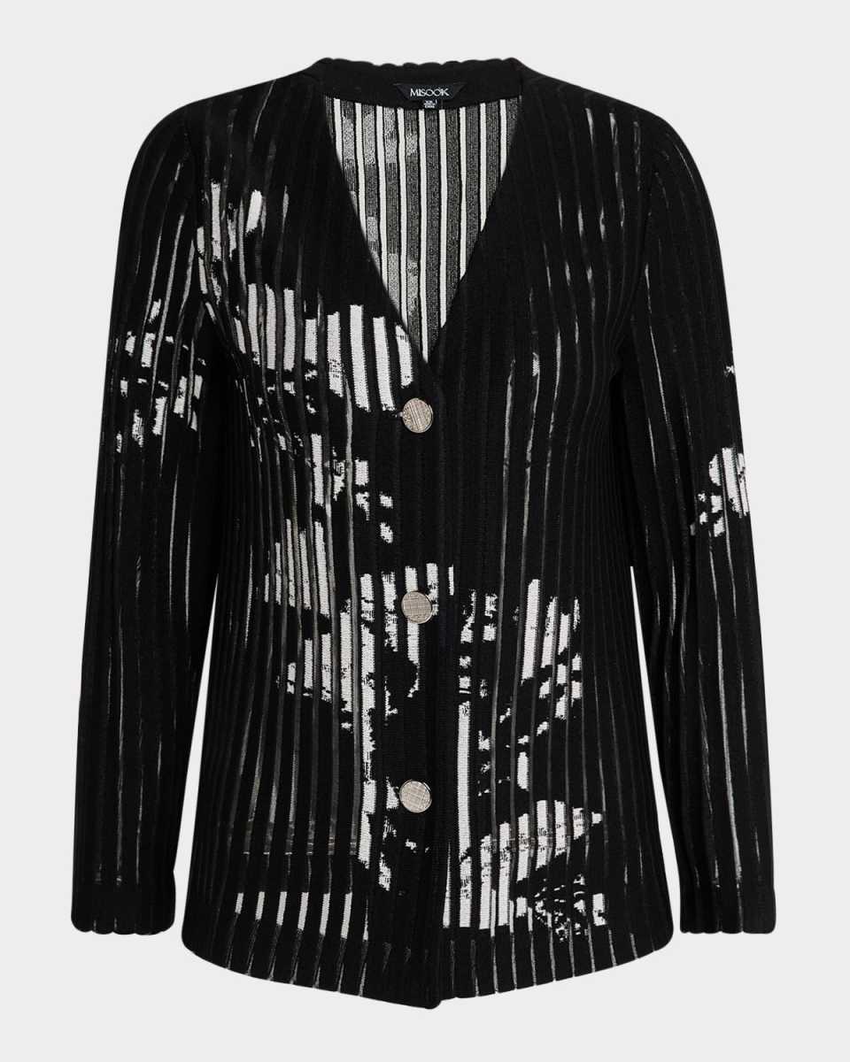 Relaxed Sheer Striped Soft Knit Jacket
